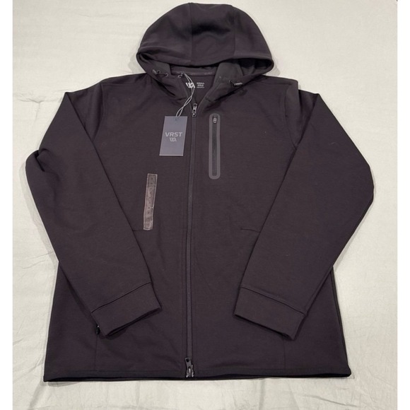 NWT Mens VRST Pinnacle Fleece Black Full-Zip Moisture Wicking Hooded Jacket - SM - Picture 1 of 7